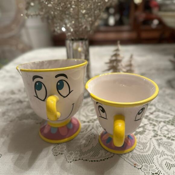 Set of 2 Disney Beauty & The Beast 3-D CHIP Collectible Cup / Mug 5.5” & 4.5” - Picture 6 of 14
